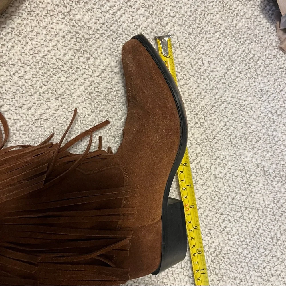 Smoky Mountain Wisteria Suede Studded Kids Brown Western Cowboy Fringe Boots 4